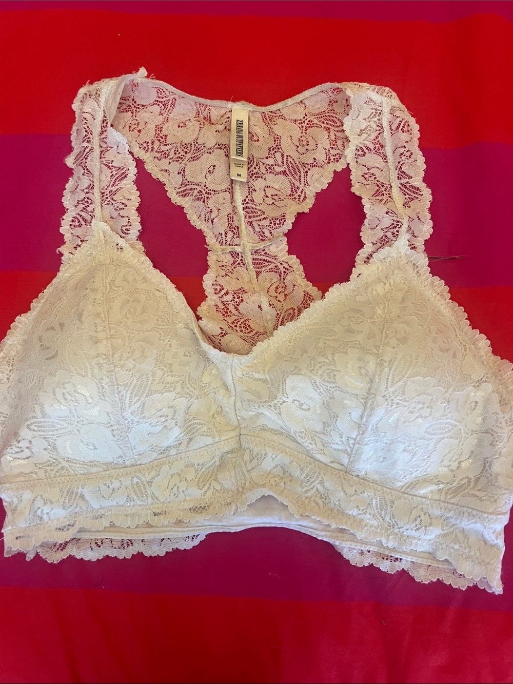 Zenana Outfitters White Lace Racerback Bralette